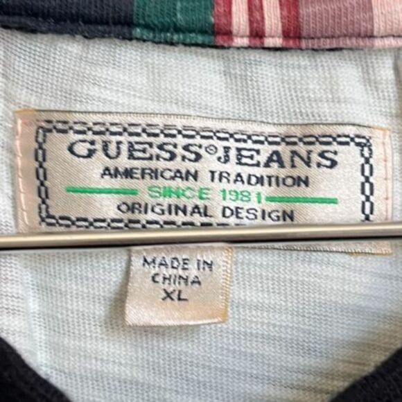 GUESS JEANS Men's ’81 Sayer Stripe Logo Tee in Mutli Size XL - Picture 4 of 6